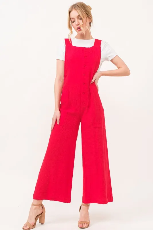And The Why Gauze Loose Fit Tied Back Overalls - Image 4