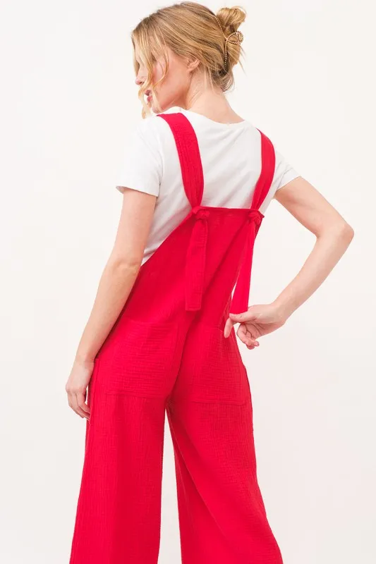 And The Why Gauze Loose Fit Tied Back Overalls - Image 6
