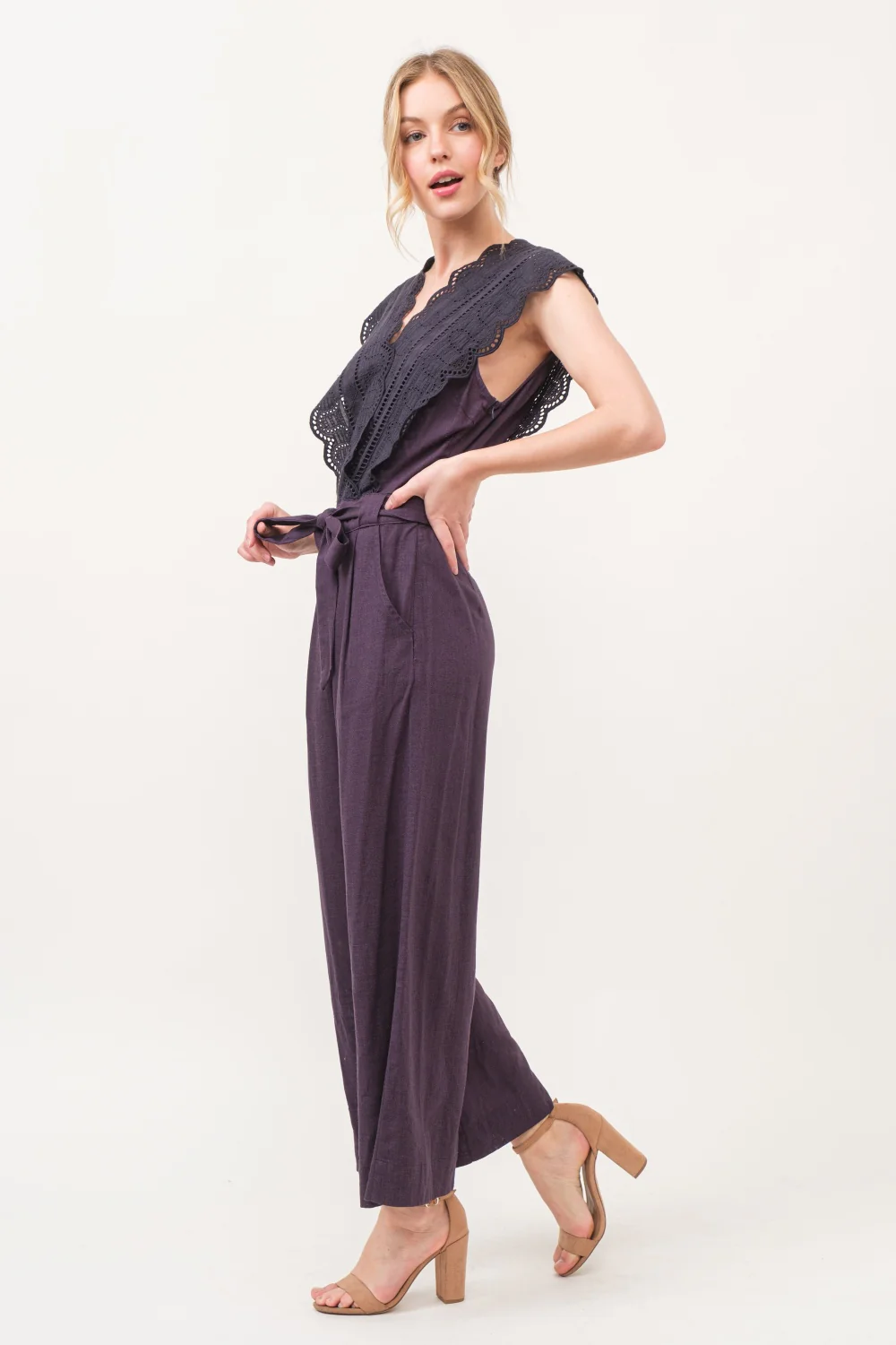 And The Why Laced Surplice Tie Waist Jumpsuit - Image 4