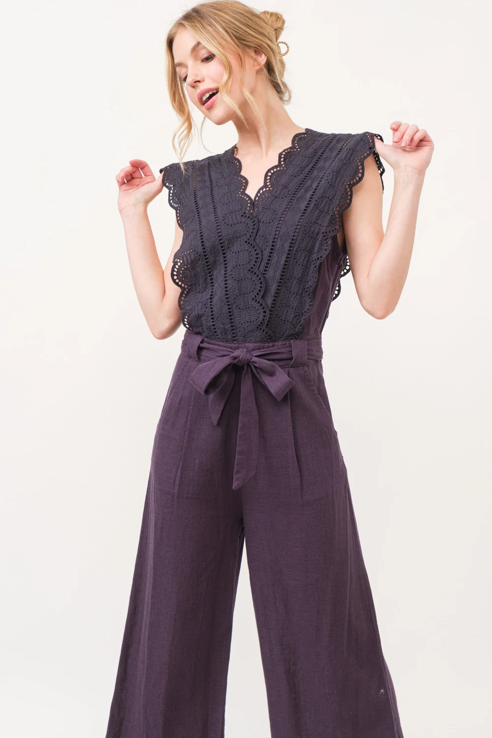 And The Why Laced Surplice Tie Waist Jumpsuit - Image 5
