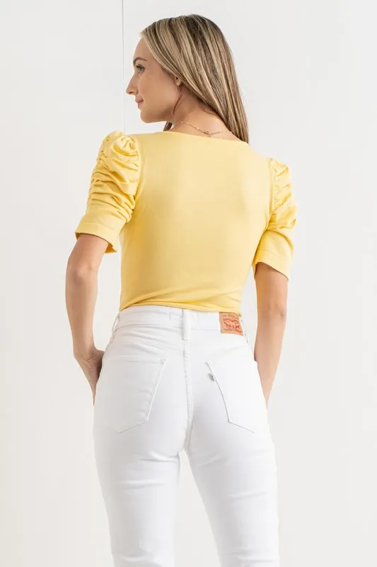 And The Why Shirring Puff Sleeve Bodysuit - Image 4