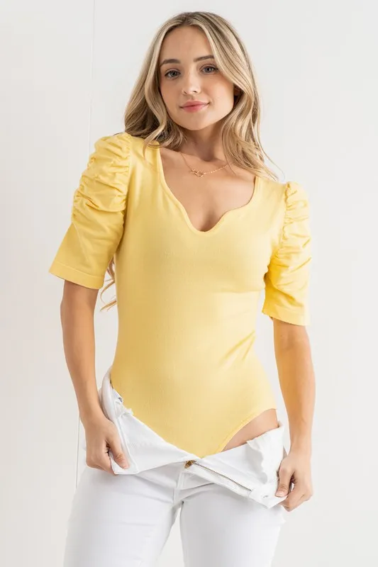And The Why Shirring Puff Sleeve Bodysuit - Image 5