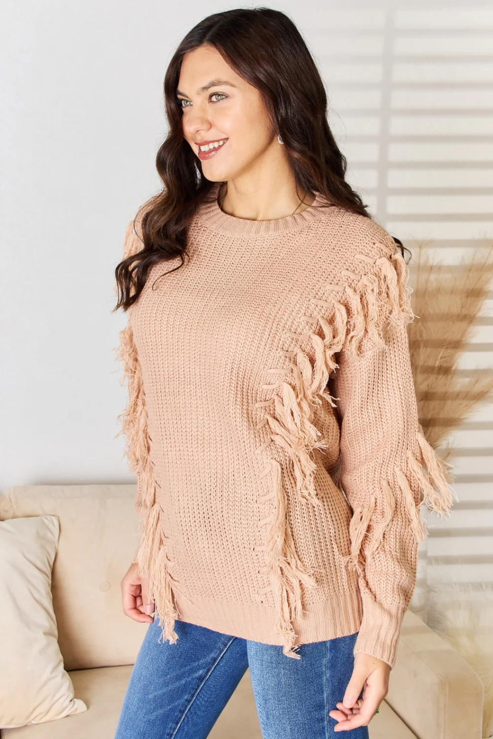 And The Why Tassel Detail Long Sleeve Sweater - Image 3