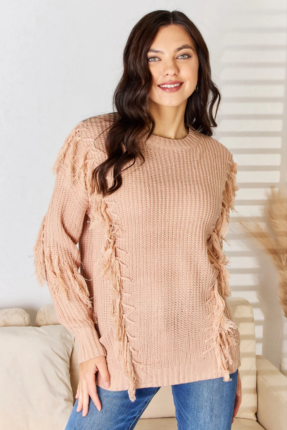 And The Why Tassel Detail Long Sleeve Sweater - Image 4
