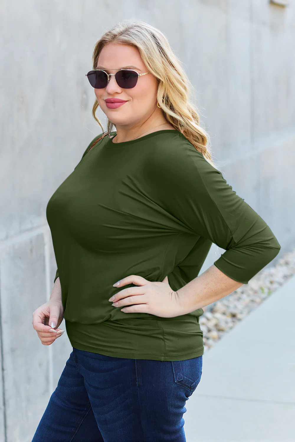 Basic Bae Full Size Round Neck Batwing Sleeve Top - Image 12