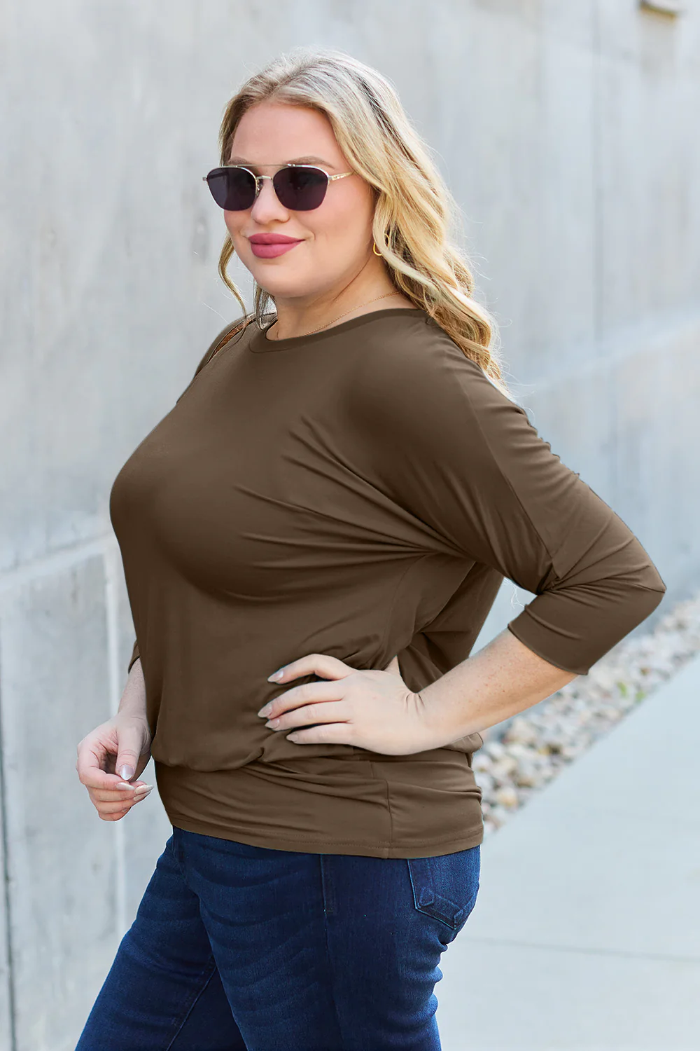Basic Bae Full Size Round Neck Batwing Sleeve Top - Image 5