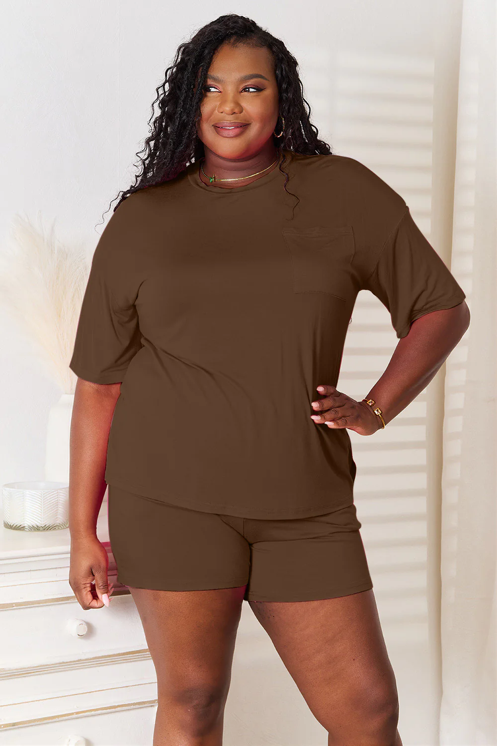 Basic Bae Full Size Soft Rayon Half Sleeve Top and Shorts Set - Image 11
