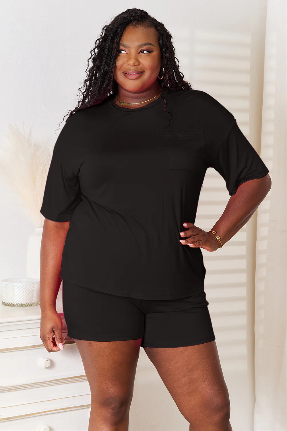 Basic Bae Full Size Soft Rayon Half Sleeve Top and Shorts Set - Image 7