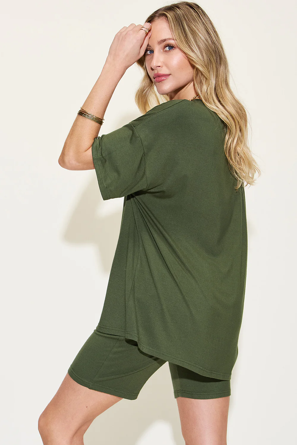 Basic Bae Full Size V-Neck Drop Shoulder T-Shirt and Shorts Set - Image 23