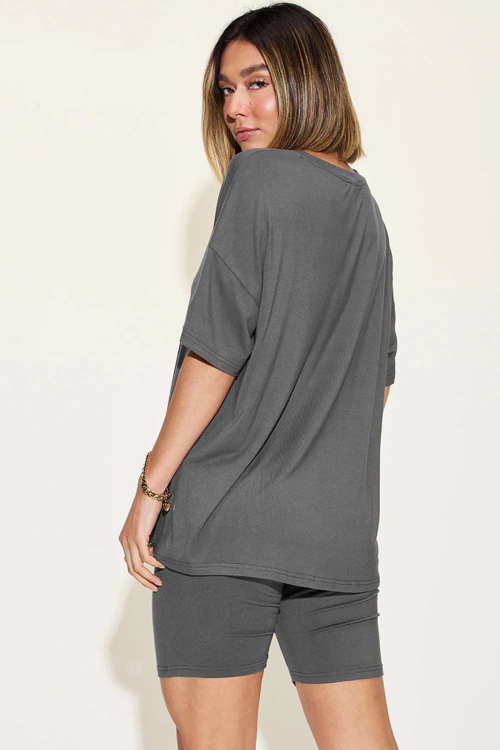 Basic Bae Full Size V-Neck Drop Shoulder T-Shirt and Shorts Set - Image 29