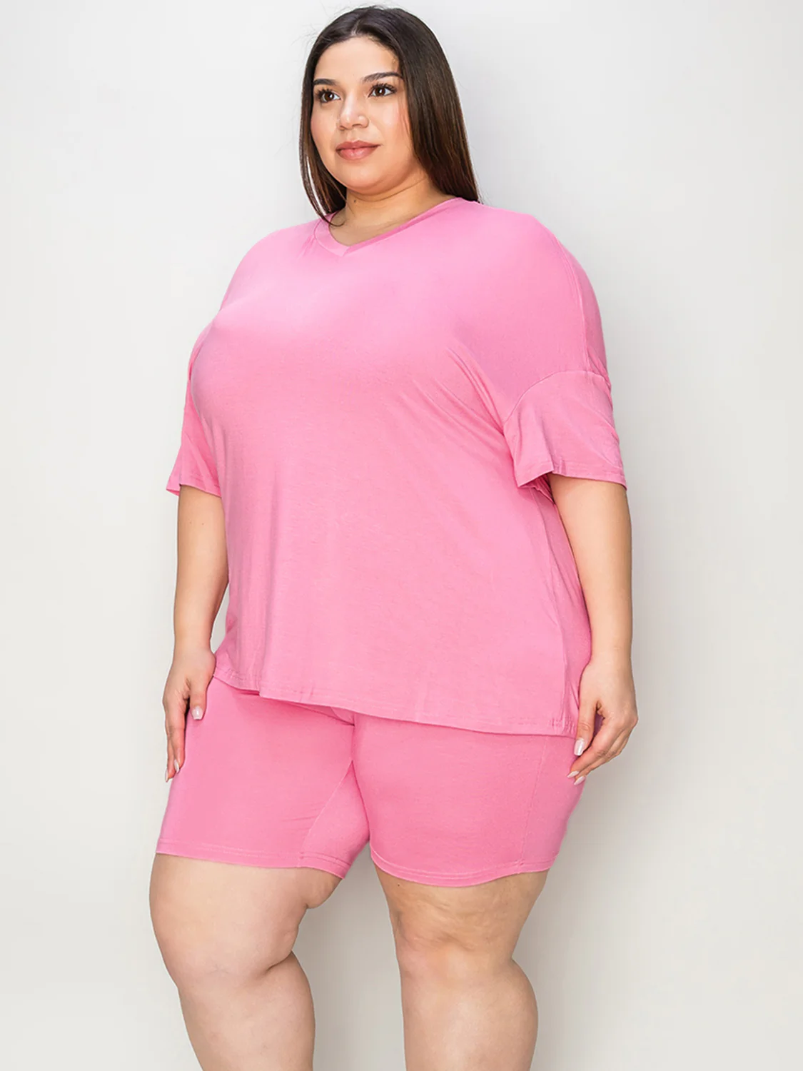 Basic Bae Full Size V-Neck Drop Shoulder T-Shirt and Shorts Set - Image 7