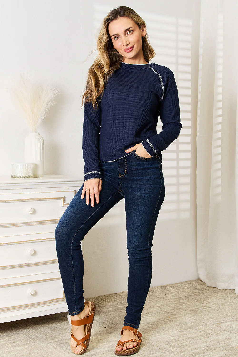 Basic Bae Long Raglan Sleeve Round Neck Top - Image 8