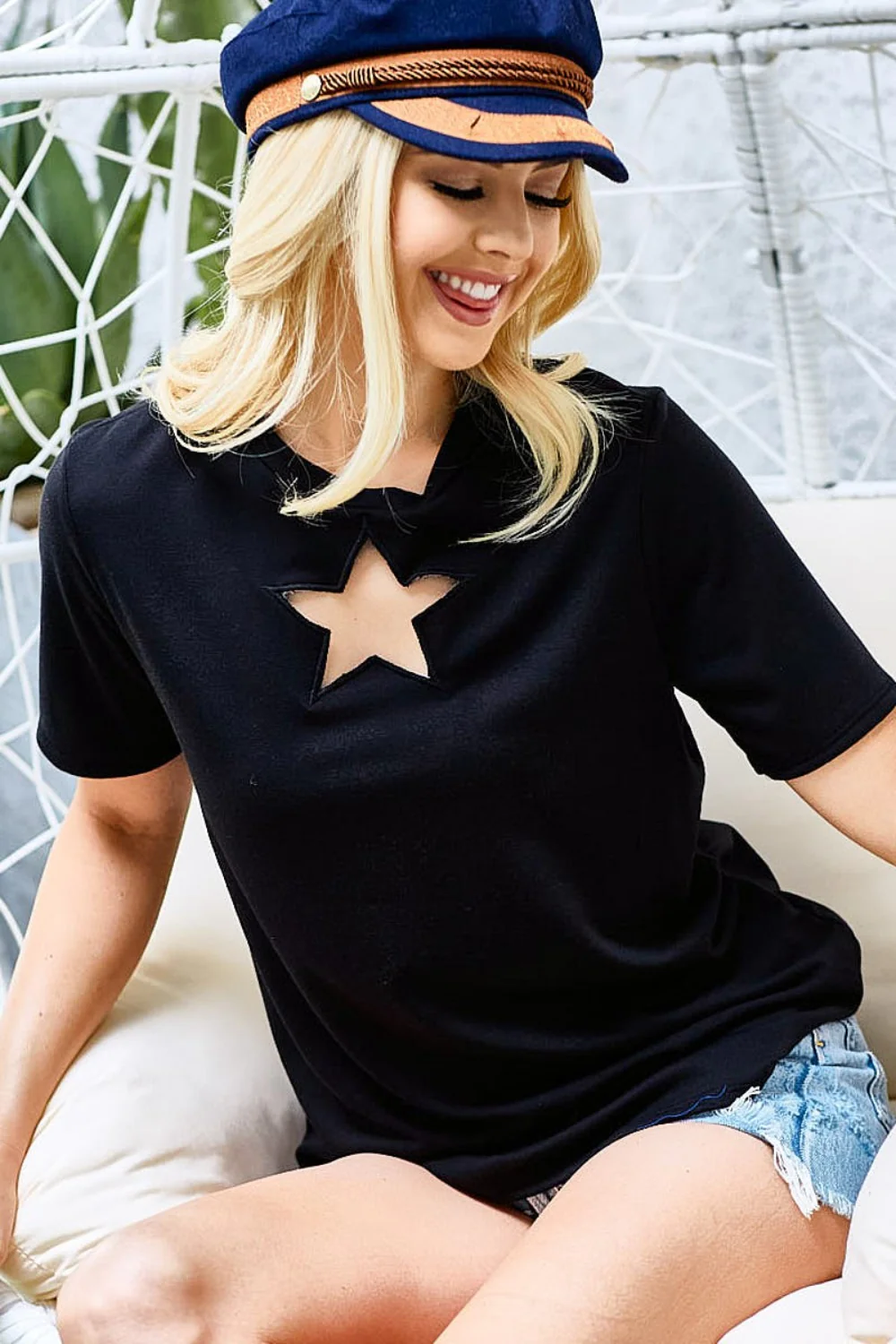 BiBi Star Cutout Short Sleeve T-Shirt - Image 4