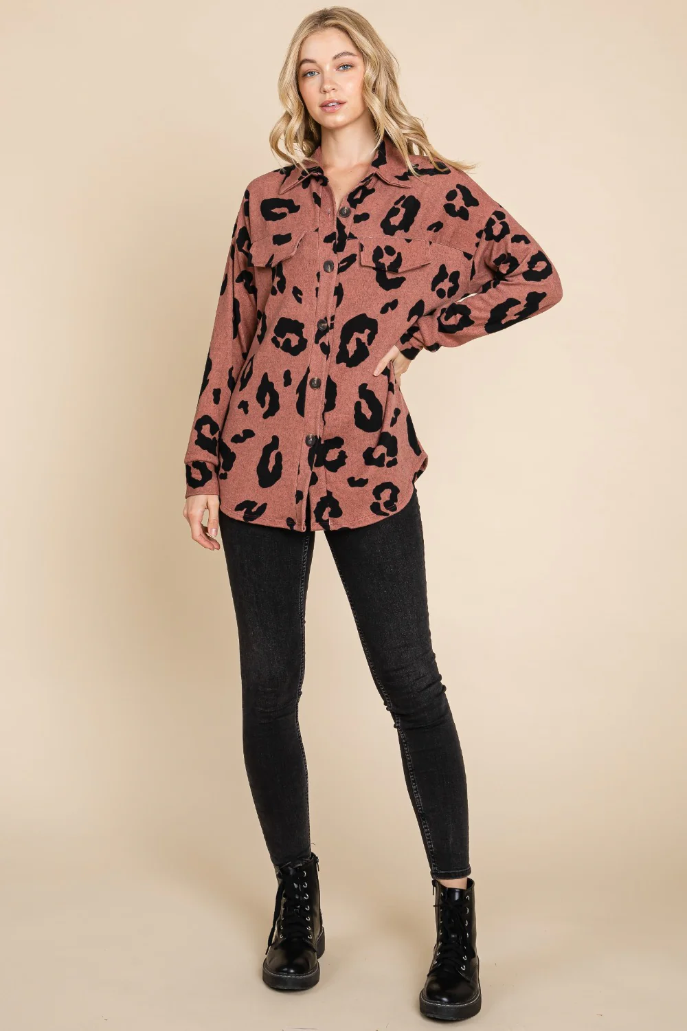 BOMBOM Animal Print Button Up Knit Jacket - Image 5