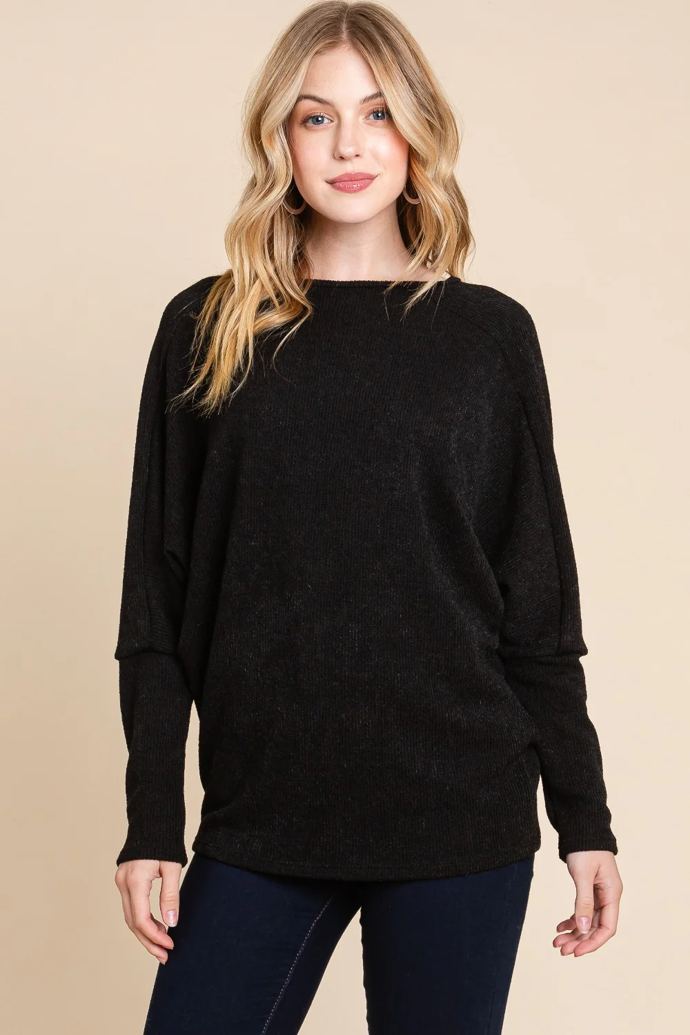 BOMBOM Drop Shoulder Long Sleeve Knit Top - Image 4