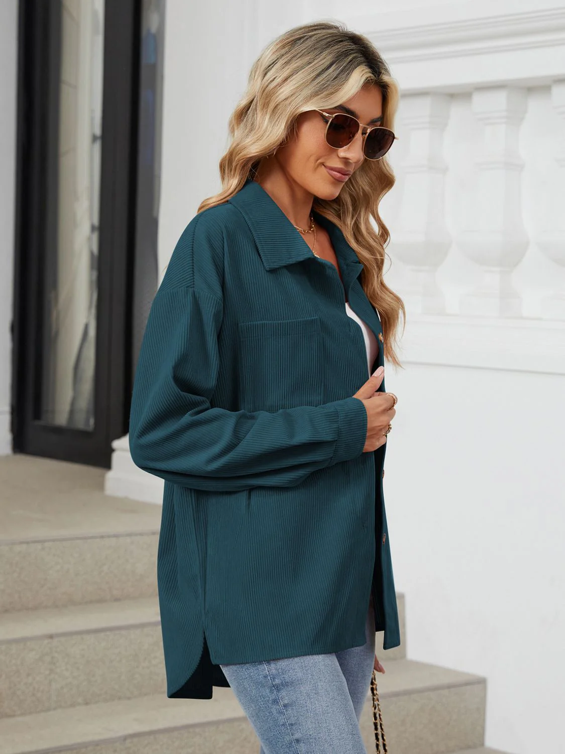 Button Up Long Sleeve Shirt with Breast Pockets - Image 26