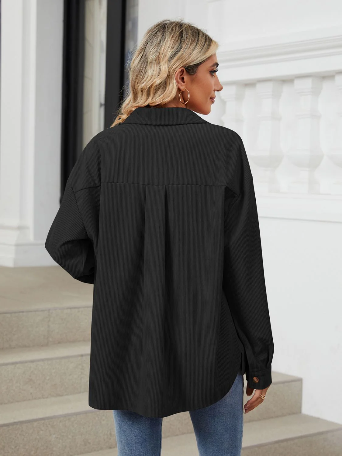 Button Up Long Sleeve Shirt with Breast Pockets - Image 33