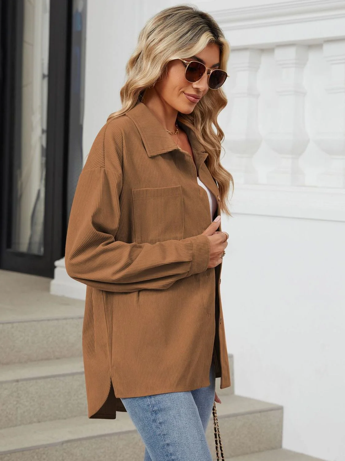 Button Up Long Sleeve Shirt with Breast Pockets - Image 9