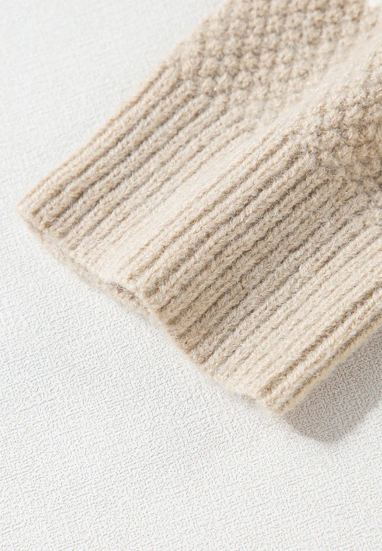 Cable-Knit Color Block Round Neck Sweater - Image 10