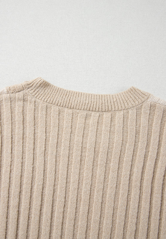 Cable-Knit Color Block Round Neck Sweater - Image 9