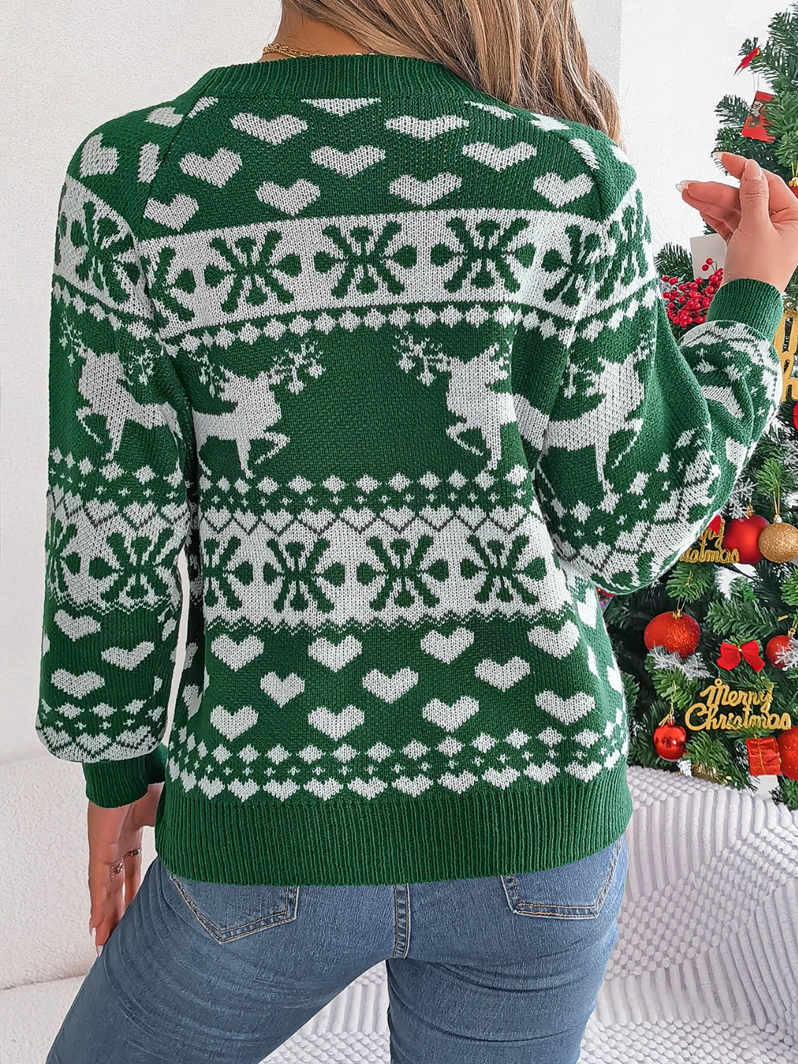 Christmas Element Round Neck Long Sleeve Sweater - Image 4
