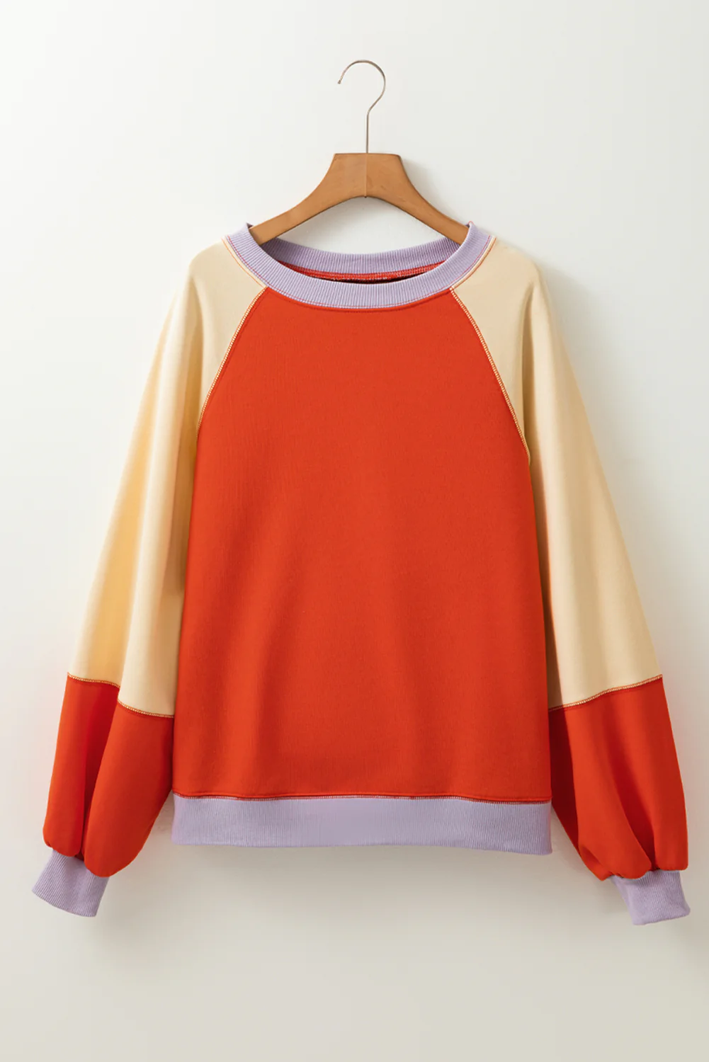 Color Block Round Neck Long Sleeve Sweatshirt - Image 4