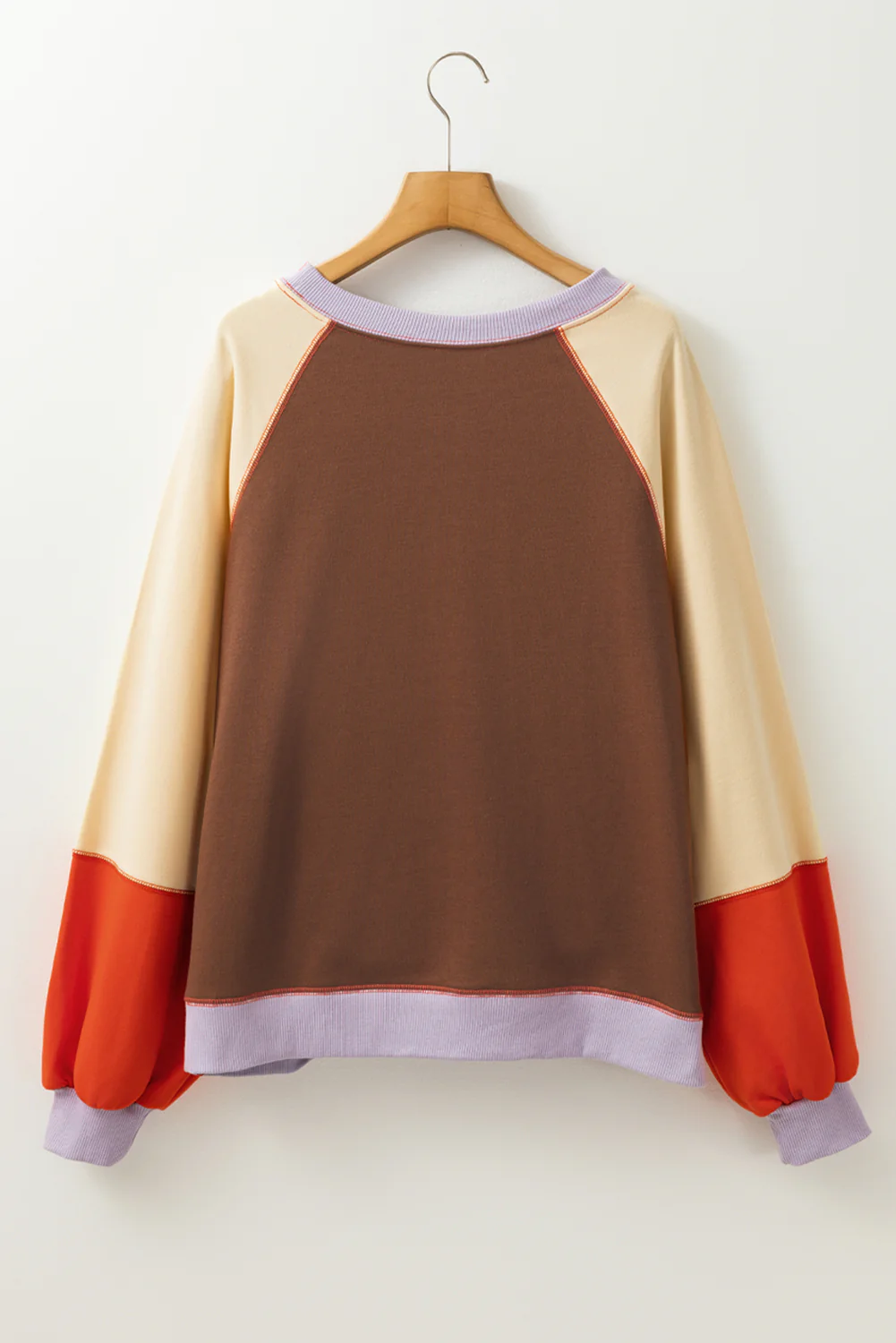 Color Block Round Neck Long Sleeve Sweatshirt - Image 5