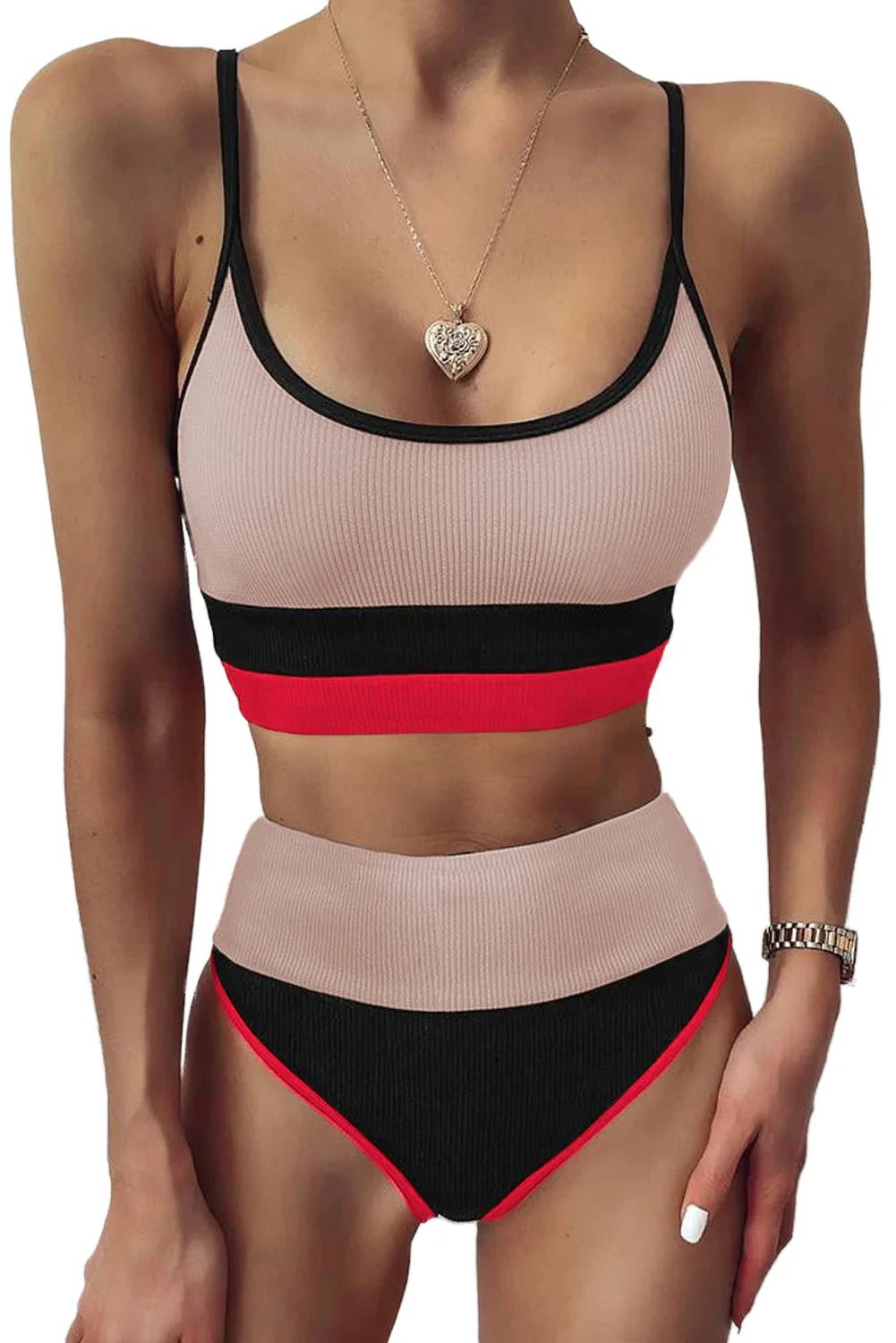 Color Block Spaghetti Strap Two-Piece Swim Set - Image 13