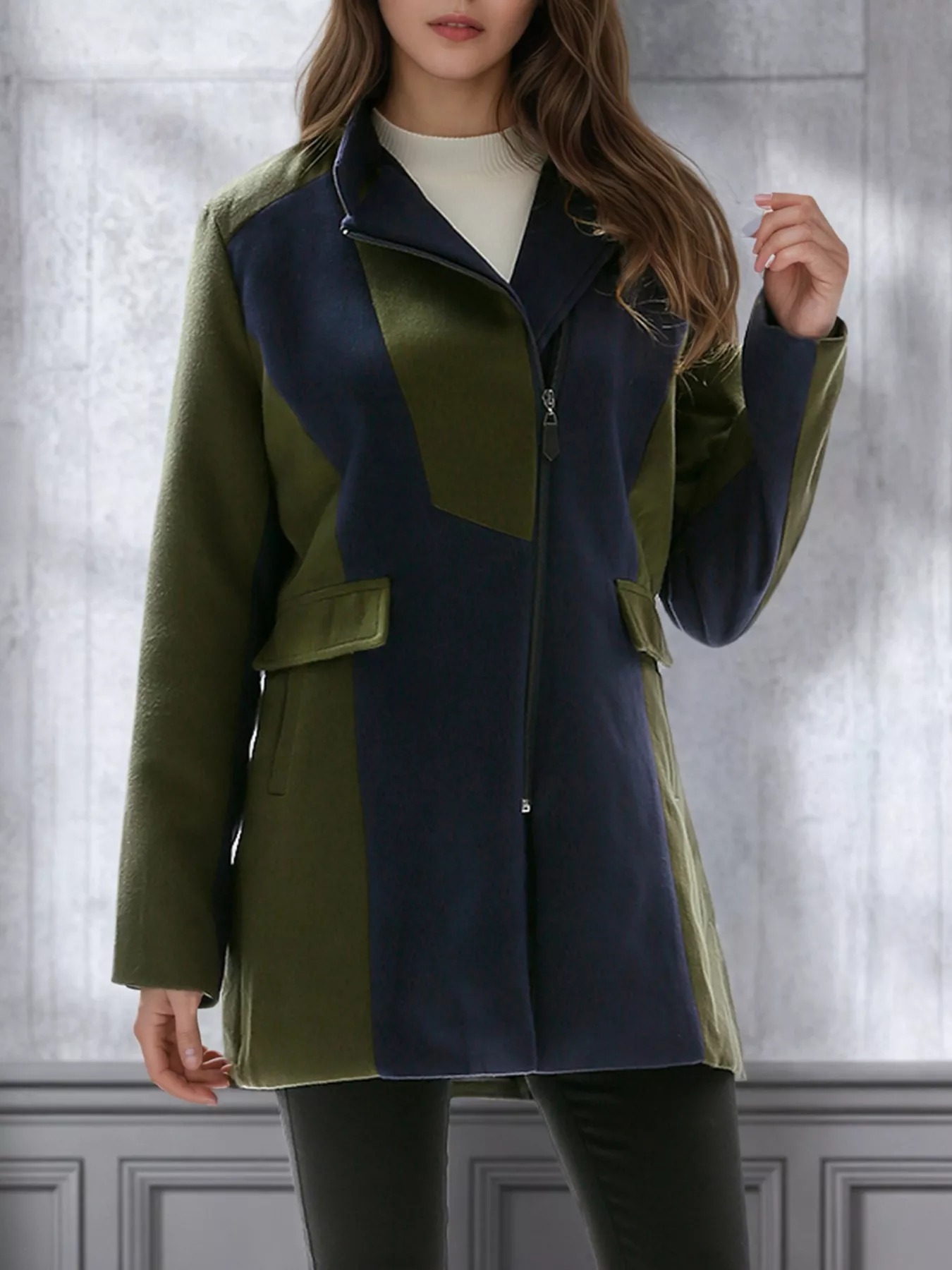 Color Block Zip Up Outerwear - Image 3