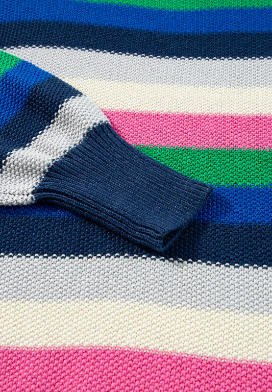 Contrast Striped Round Neck Long Sleeve Sweater - Image 11