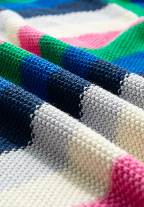 Contrast Striped Round Neck Long Sleeve Sweater - Image 9