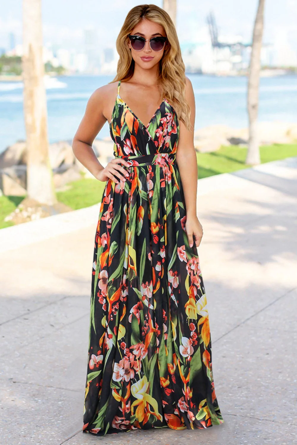 Crisscross Printed Surplice Cami Dress - Image 4