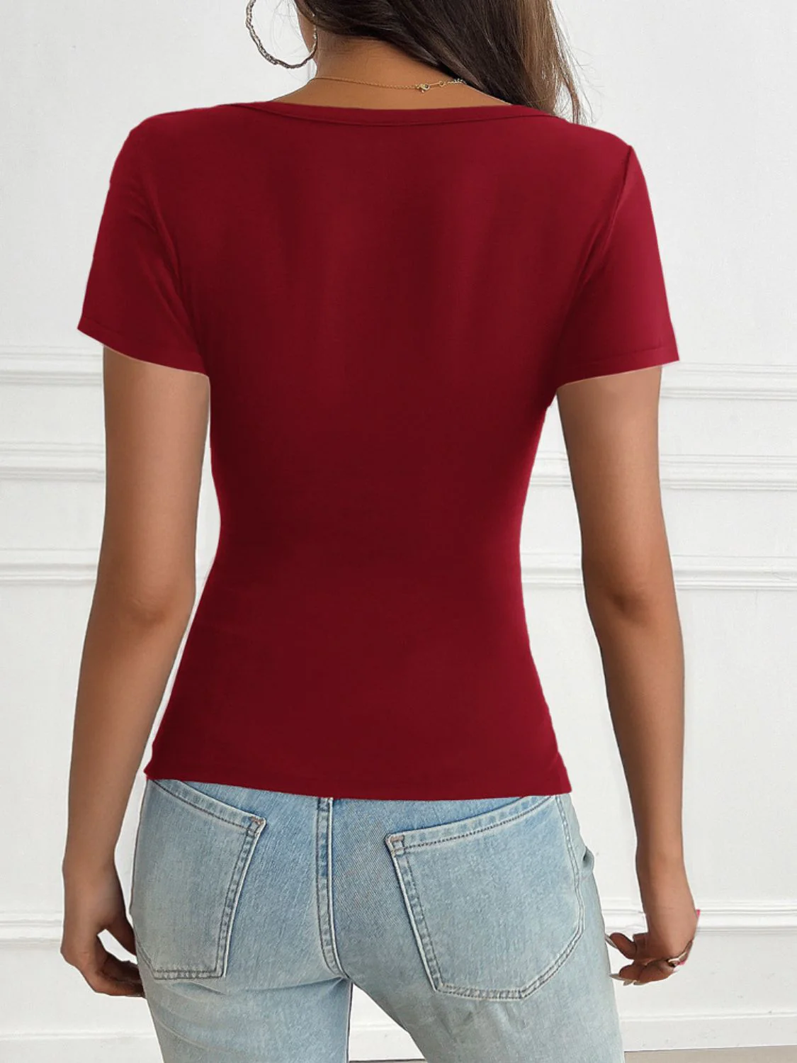 Devine Decorative Button Short Sleeve T-Shirt - Image 9