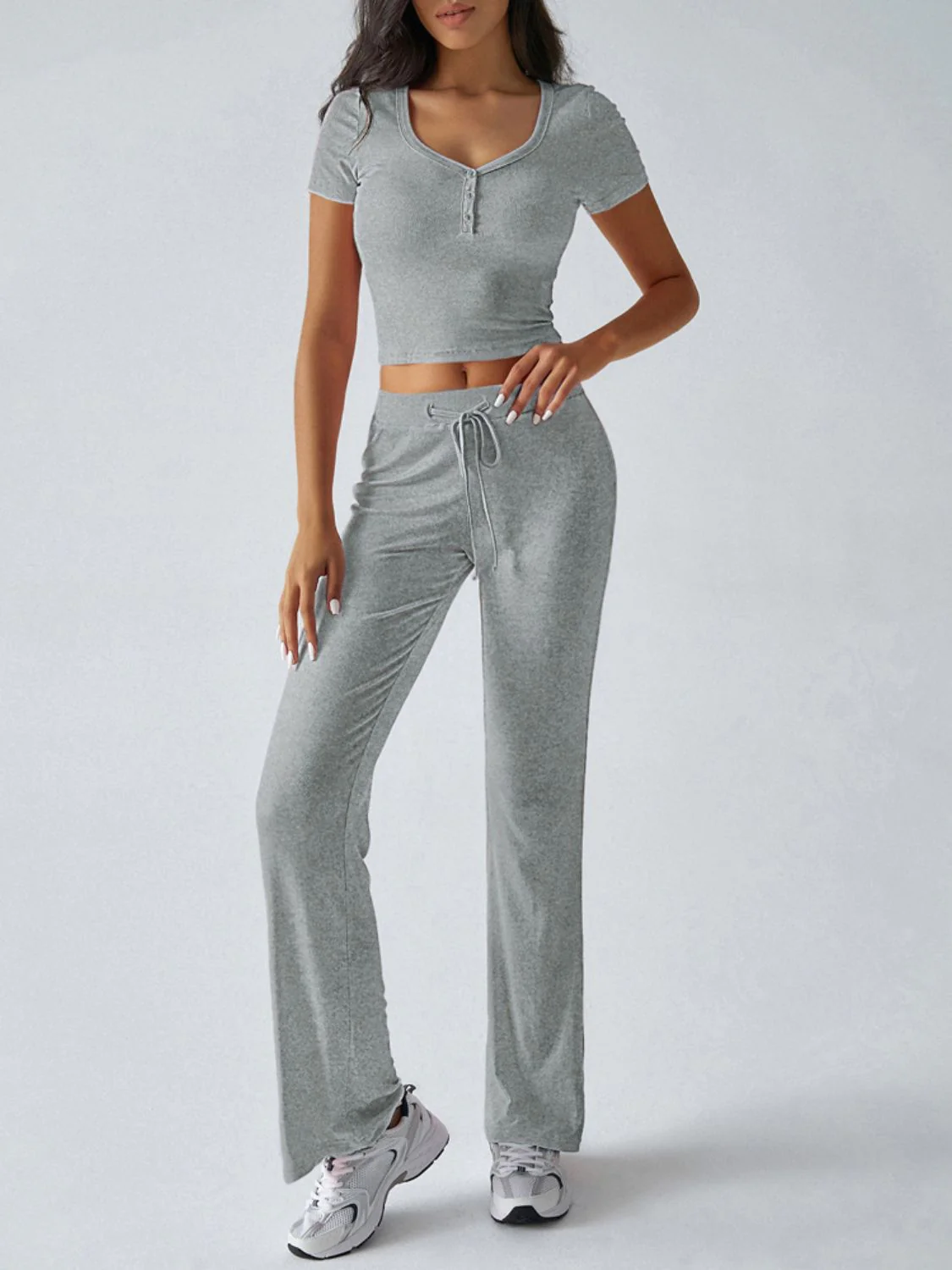 Devine Short Sleeve Top and Drawstring Pants Set - Image 12