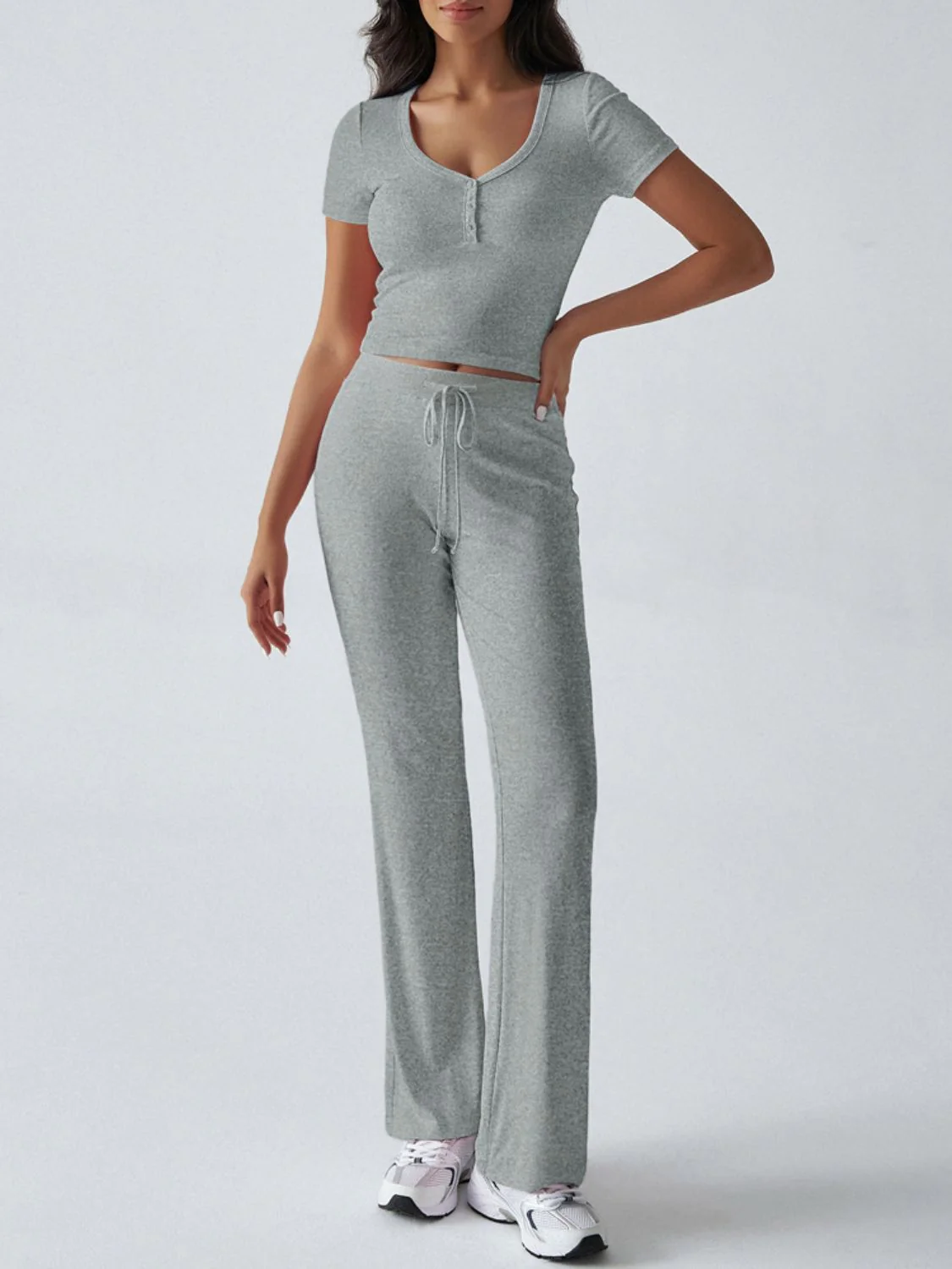 Devine Short Sleeve Top and Drawstring Pants Set - Image 13