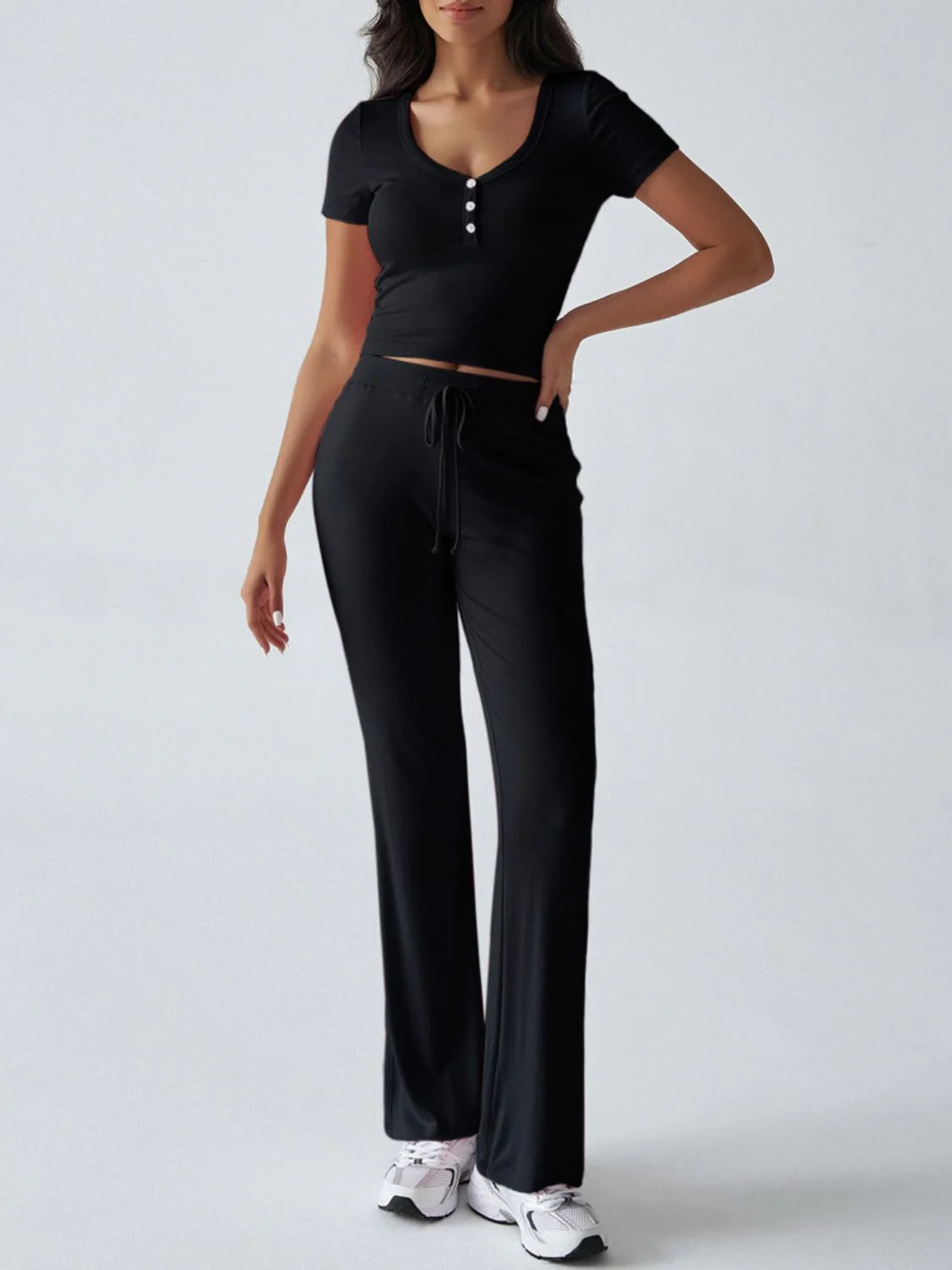 Devine Short Sleeve Top and Drawstring Pants Set - Image 18
