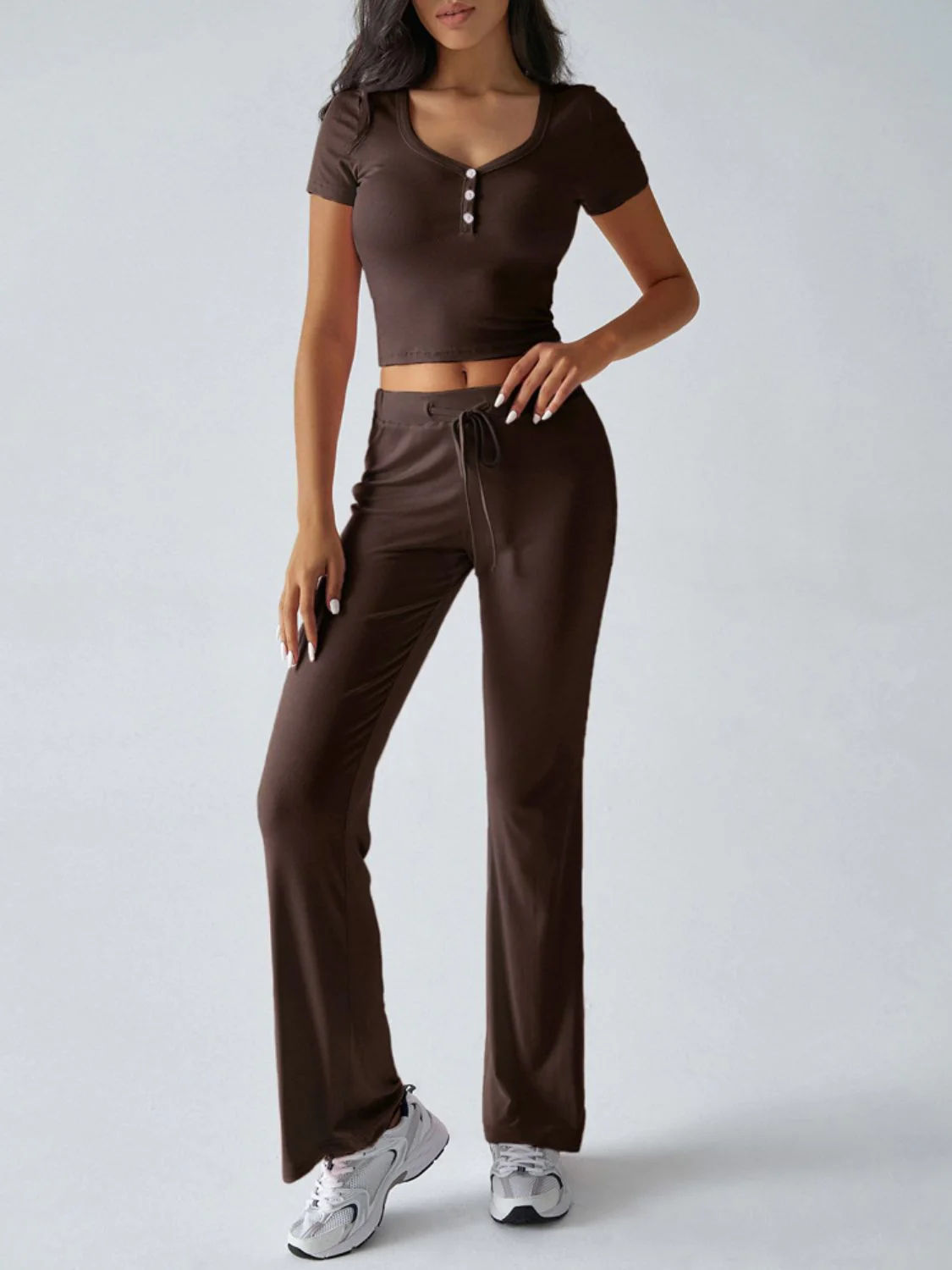 Devine Short Sleeve Top and Drawstring Pants Set - Image 3