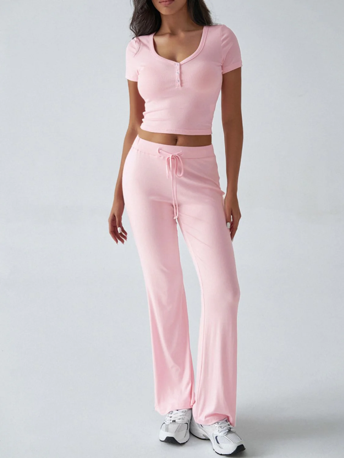 Devine Short Sleeve Top and Drawstring Pants Set - Image 5
