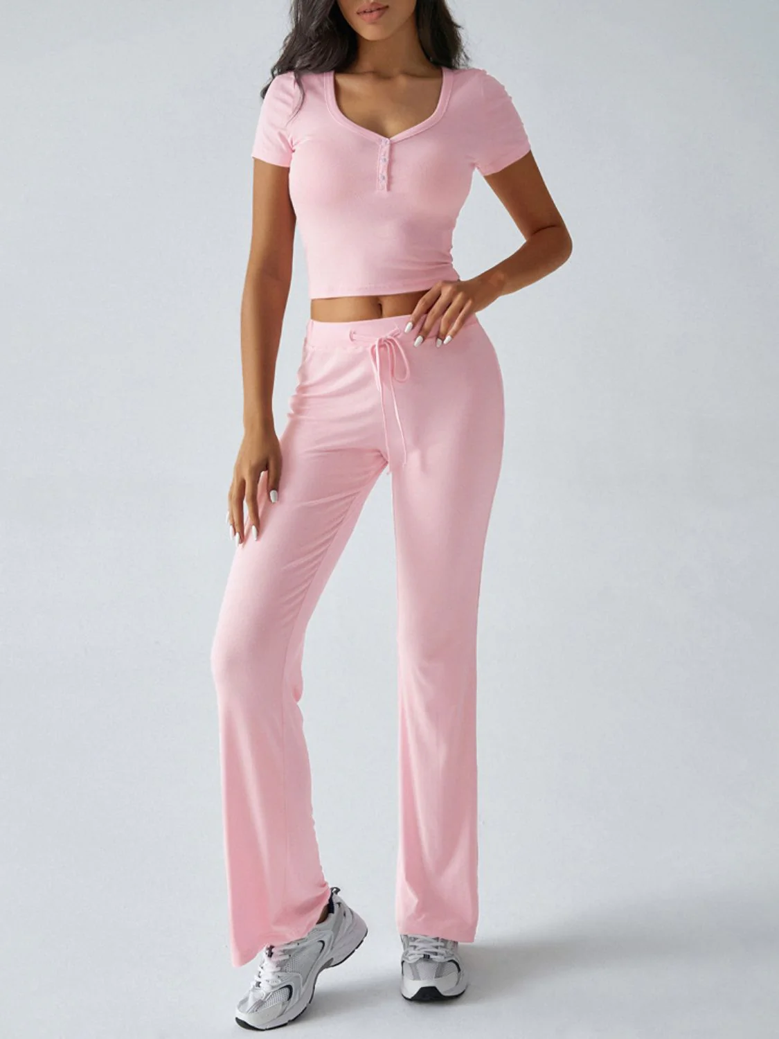 Devine Short Sleeve Top and Drawstring Pants Set - Image 6