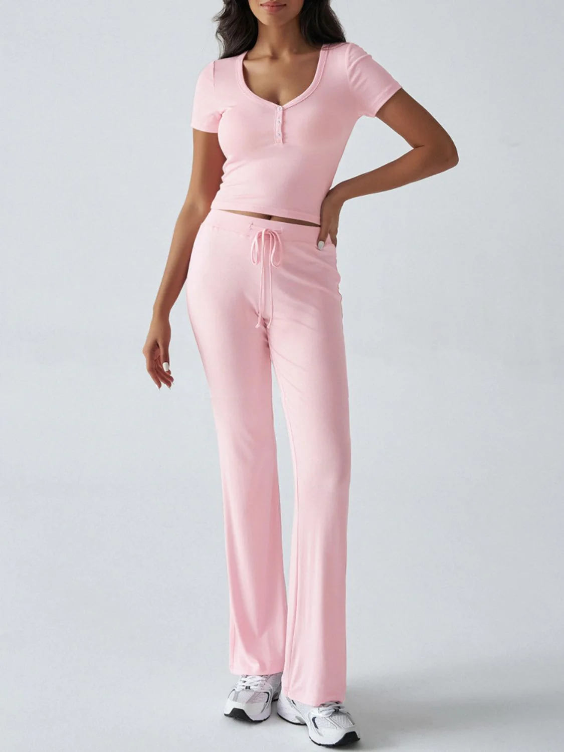 Devine Short Sleeve Top and Drawstring Pants Set - Image 7
