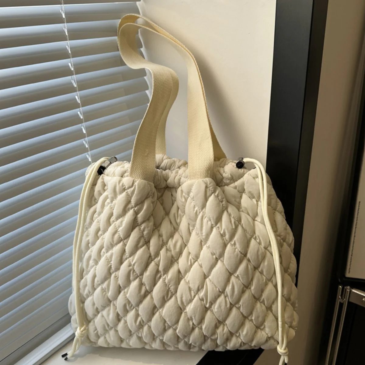 Drawstring Bubble Texture Tote Bag - Image 14