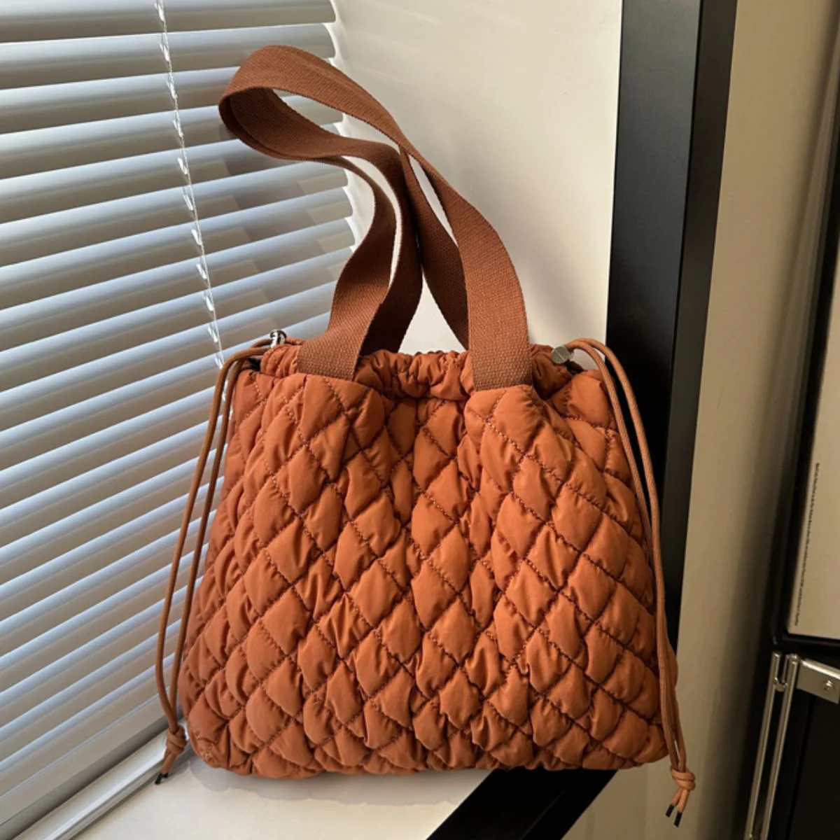 Drawstring Bubble Texture Tote Bag - Image 19