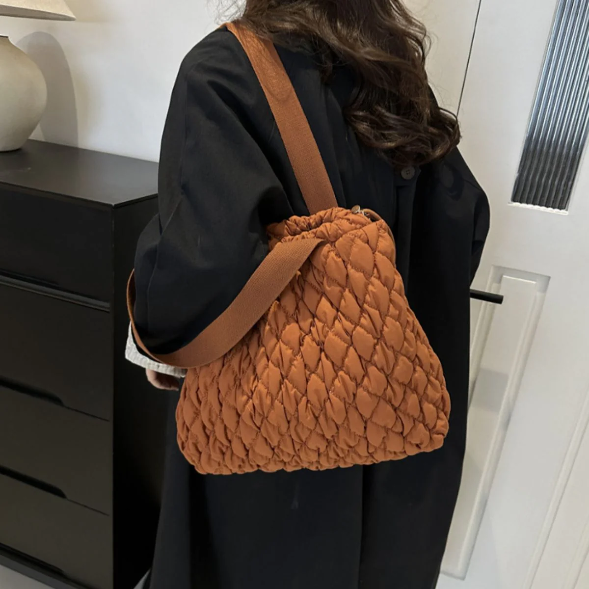 Drawstring Bubble Texture Tote Bag - Image 22