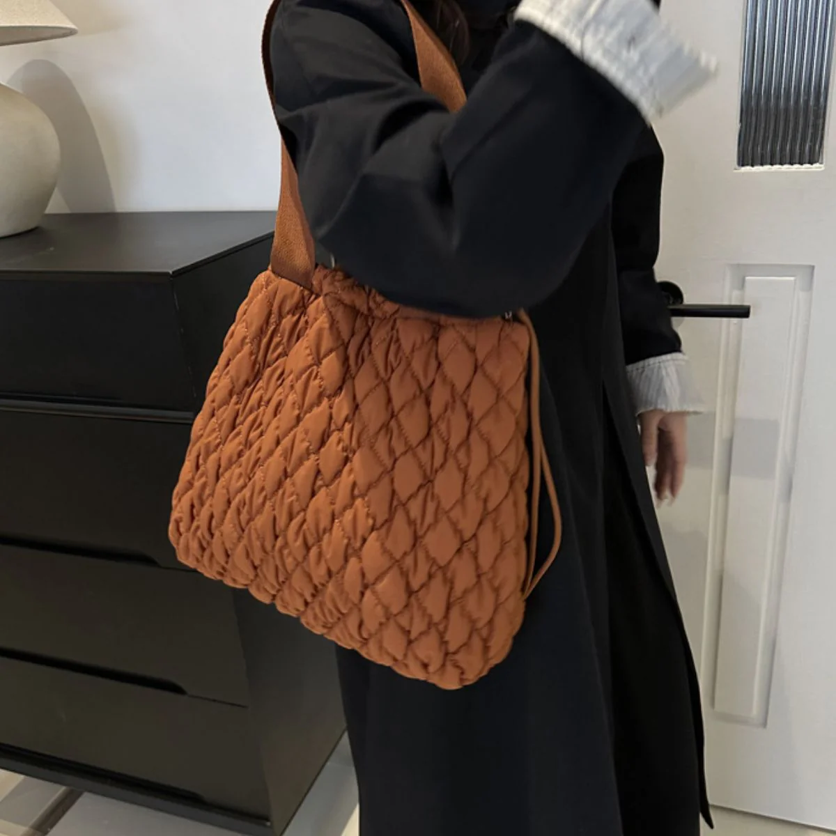 Drawstring Bubble Texture Tote Bag - Image 24