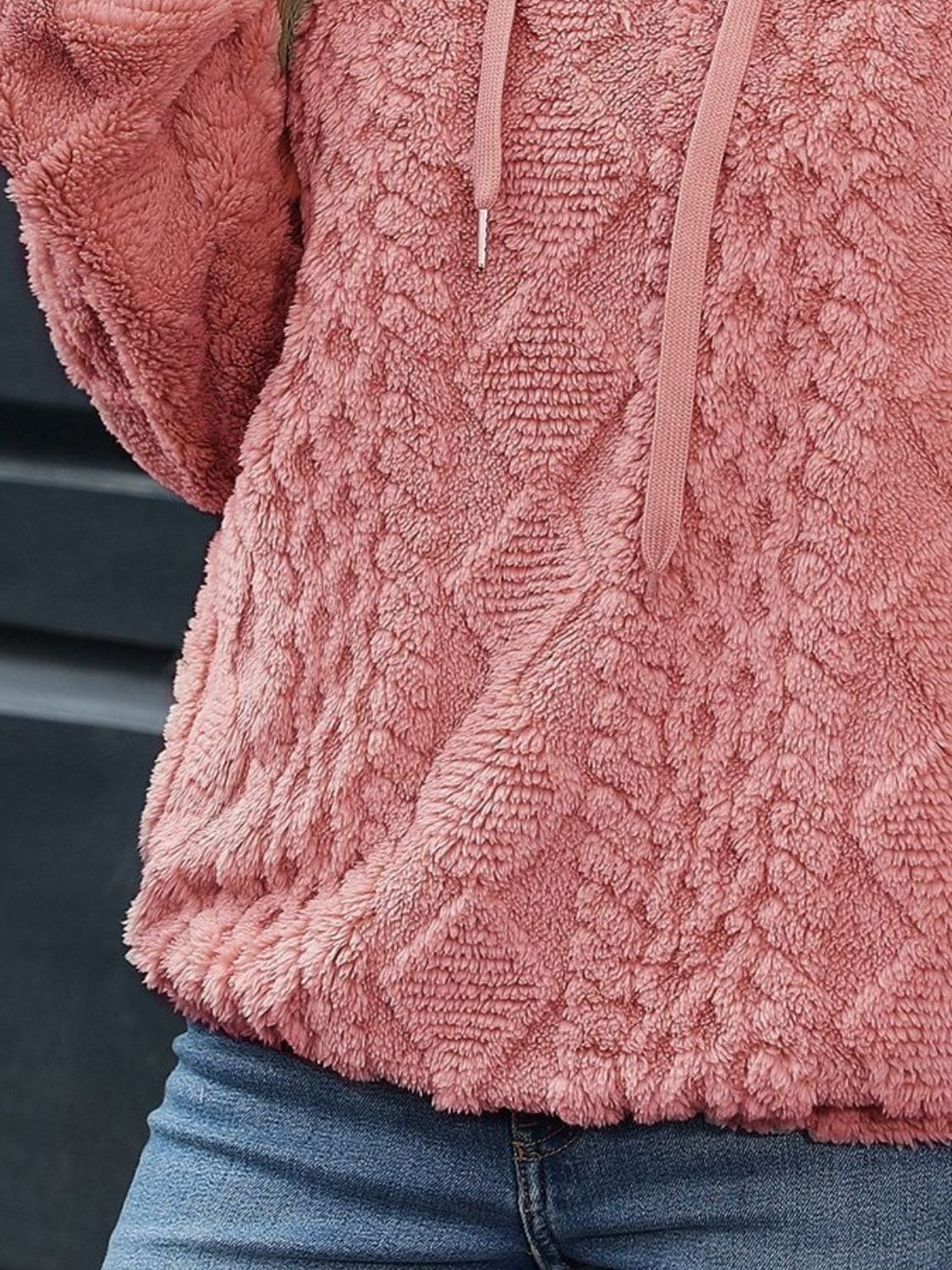 Drawstring Long Sleeve Plush Hoodie - Image 7