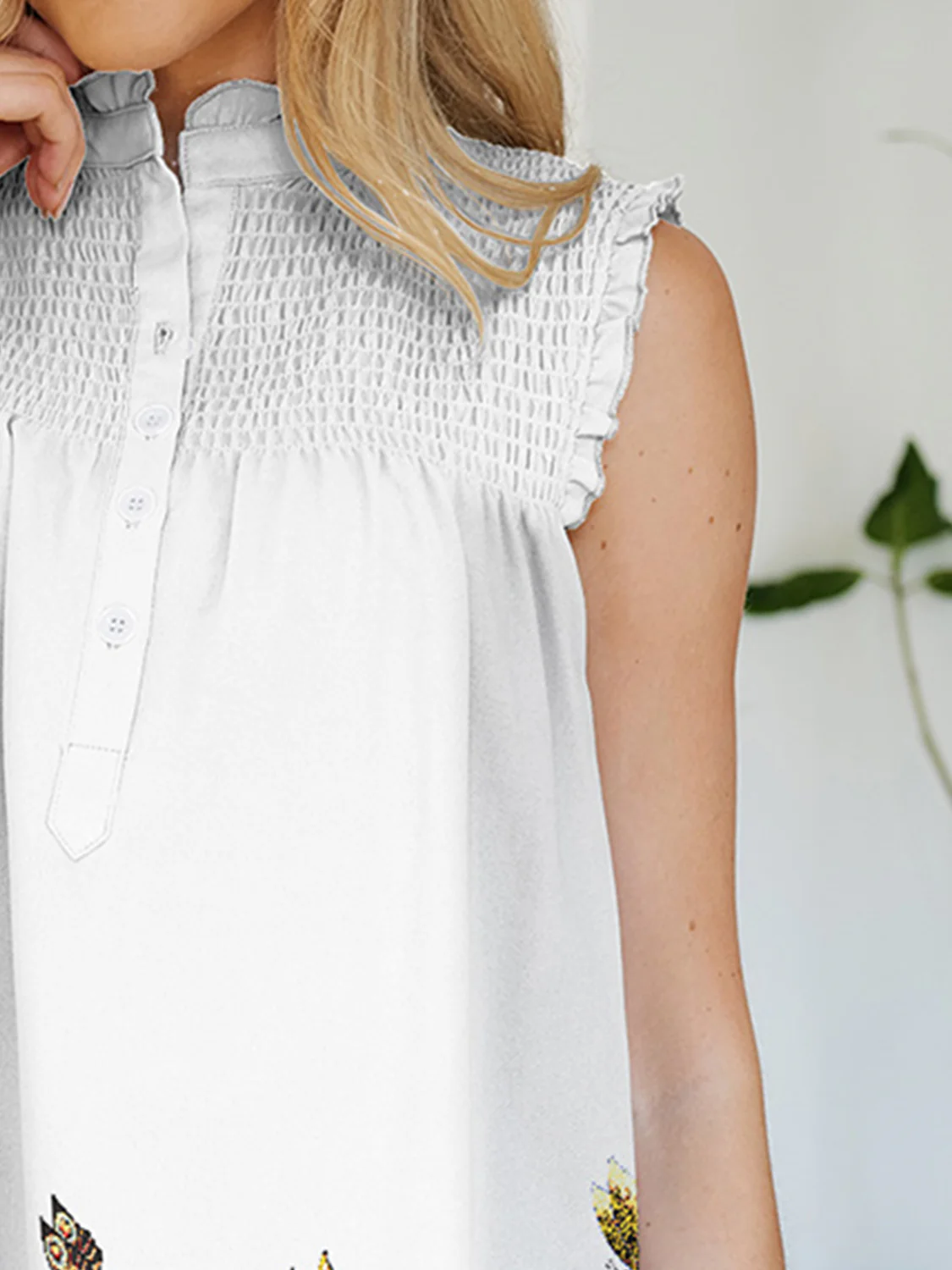 FAM-FAM Frill Printed Mock Neck Top - Image 18