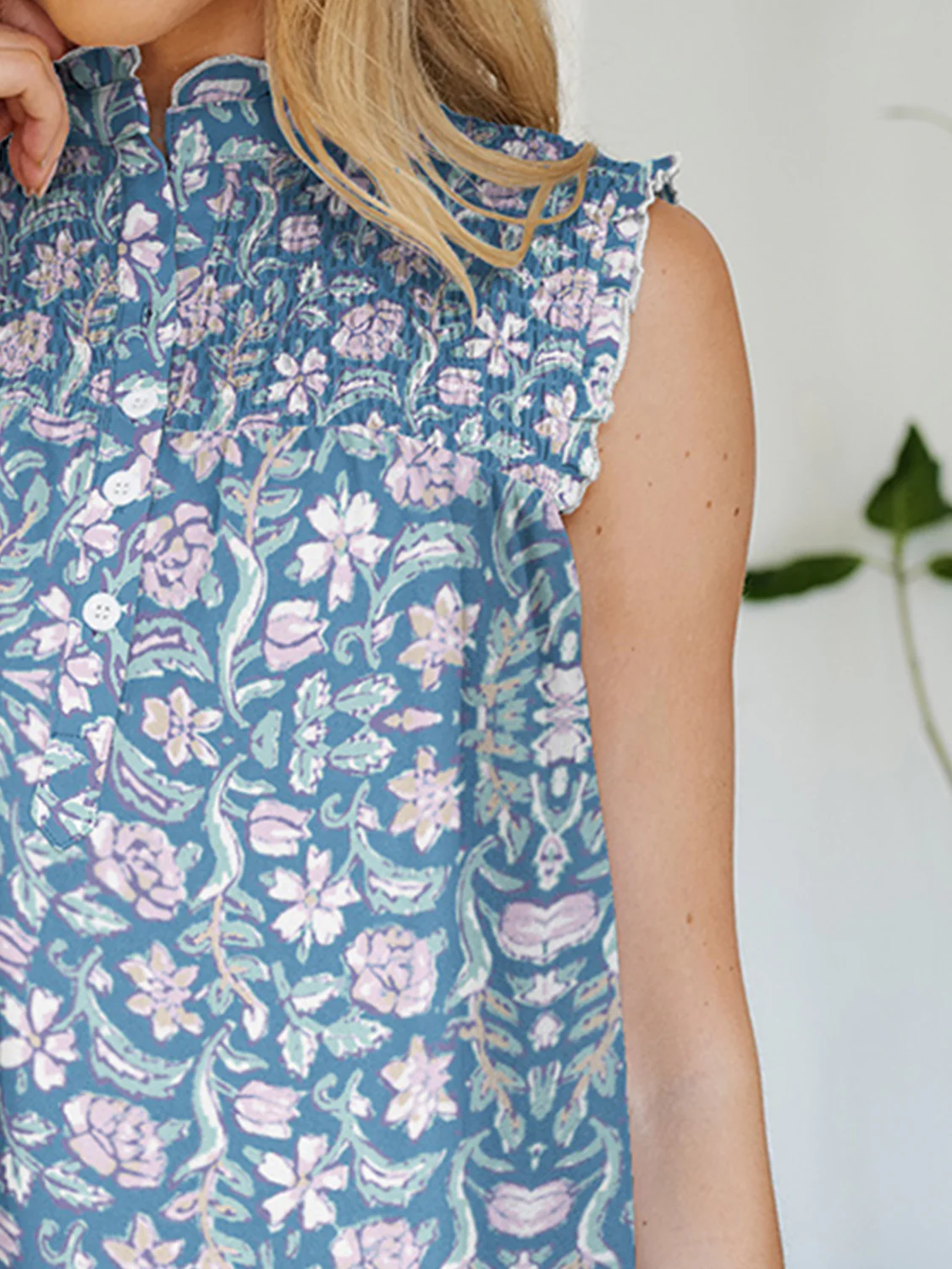 FAM-FAM Frill Printed Mock Neck Top - Image 21