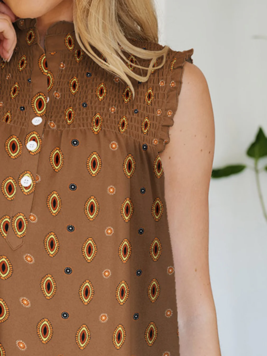 FAM-FAM Frill Printed Mock Neck Top - Image 24