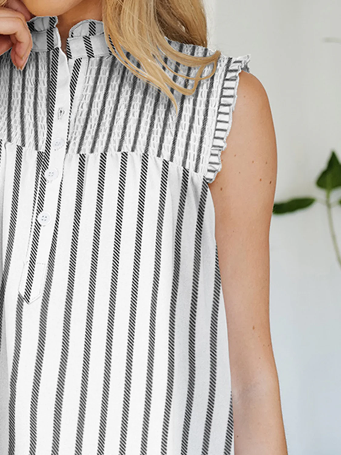 FAM-FAM Frill Printed Mock Neck Top - Image 3