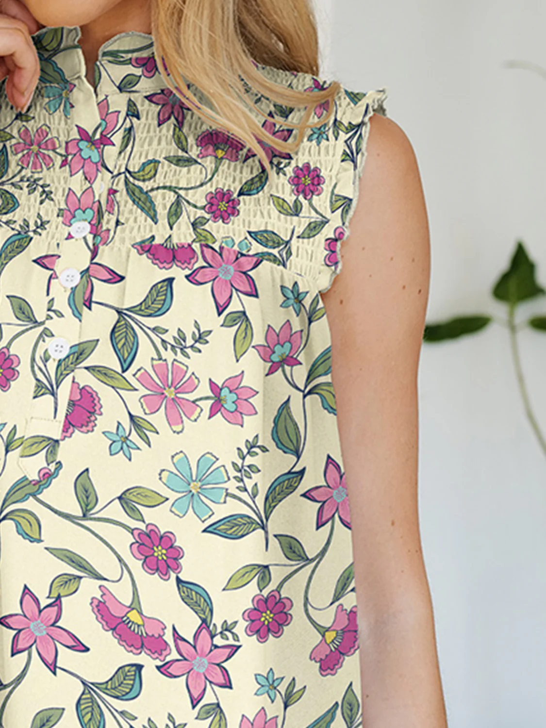 FAM-FAM Frill Printed Mock Neck Top - Image 12